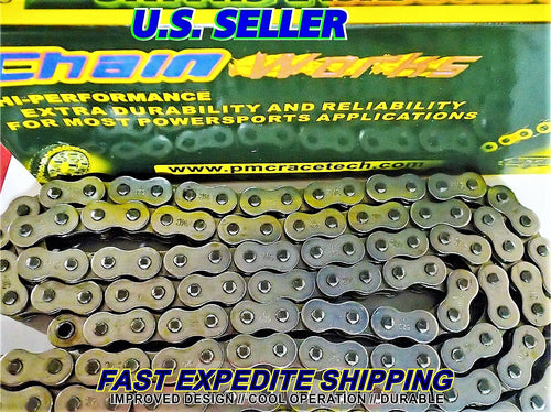 Motorcycle ATV MX Chain 130 Links Self Cleaning Chrome Quad-Press Plates